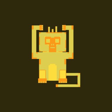 Basit piksel sanat tarzı sevimli maymun