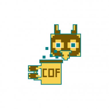 Piksel baykuş kahve fincanı 8 bit piksel tarzı ile