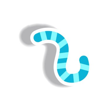 tırtıl ile kağıt etiket tarzda şık simge