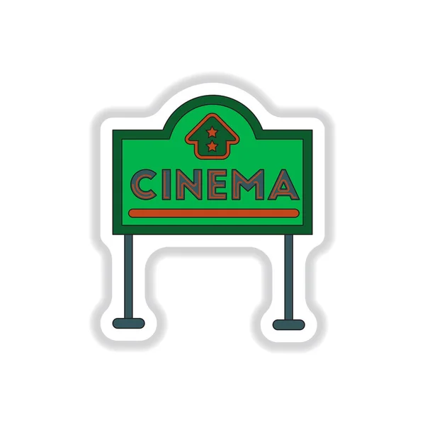 Vector Illustration Paper Sticker Style Cinema Sign — Stock Vector