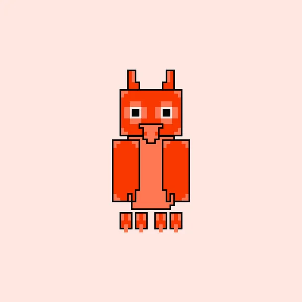 Coruja Pequena Bonito Estilo Arte Pixel Simples —  Vetores de Stock