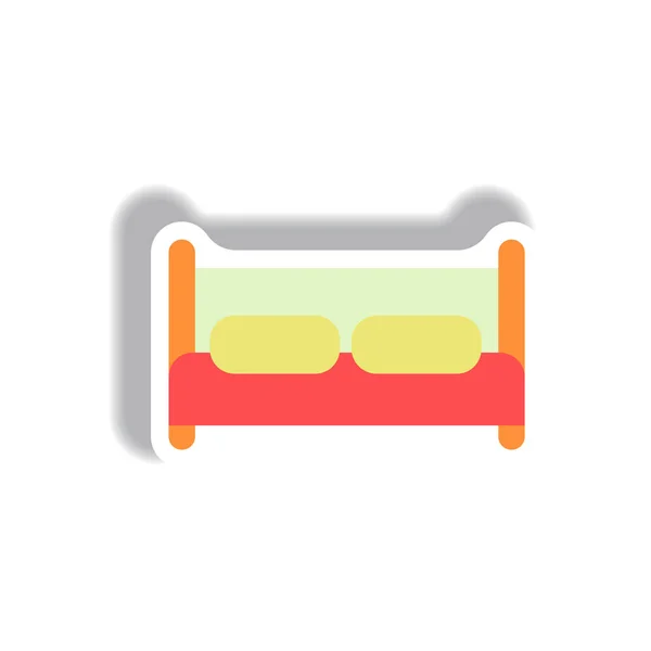 紙ステッカー スタイル ベッドのベクトル図 — ストックベクタ