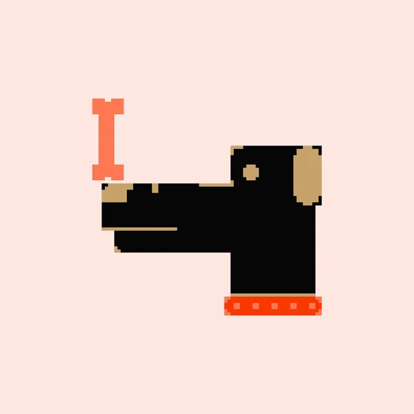 Vektor Pixel Kunst Hund Mit Knochen — Stockvektor
