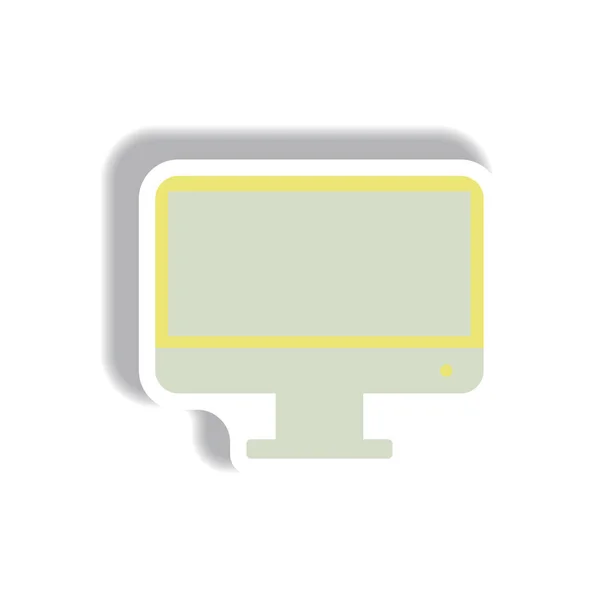 Vectorillustratie Papieren Sticker Stijl Televisiescherm — Stockvector