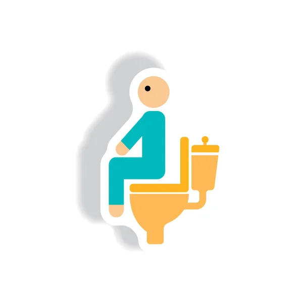 People Diarrhea Icon Paper Sticker Style — Stock Vector