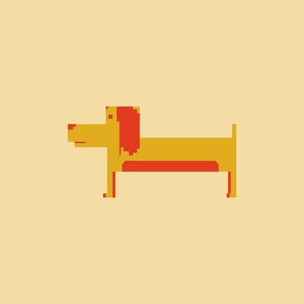 単純なピクセル アート スタイルでかわいい犬 — ストックベクタ