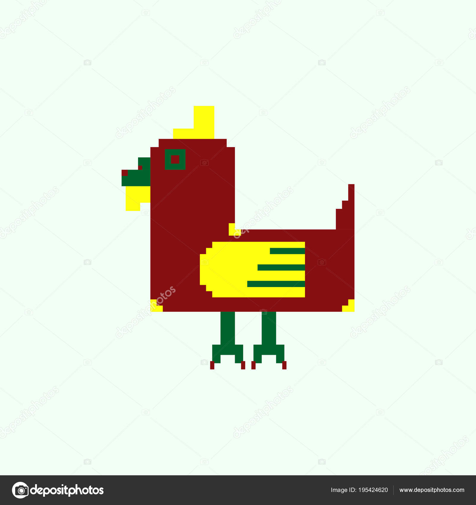 Chicken Pixel Art Vector Animal Farm Stock Vector