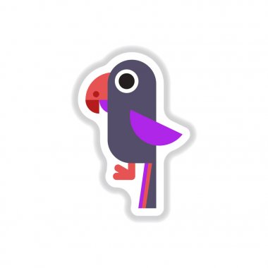 Vektör çizim kağıt etiket stili bebek papağan