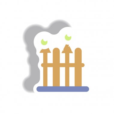 Vektör çizim kağıt etiket Cadılar Bayramı simgesi gözünü çit