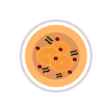 Soğan pizza. Vektör çizim etiket. basit pizza simgesi Üstten Görünüm