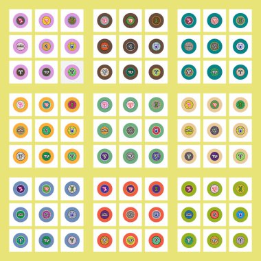 Renkli Daireler zodyak şık vektör simgeler koleksiyonu