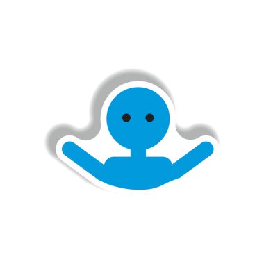 Kağıt etiket stili adam yüzücü şık simgesini