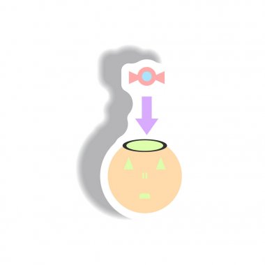 Vektör çizim kağıt etiket Cadılar Bayramı simgesi kabak ve şeker