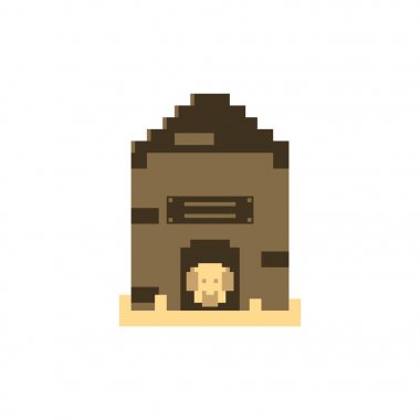 Vektör piksel sanat yavru köpek evde