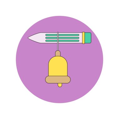 Geri okul ve eğitim vektör düz tasarımı bell ve kalem