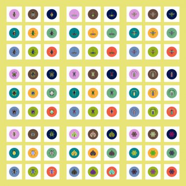 Renkli Daireler böceklerde şık vektör simgeler koleksiyonu