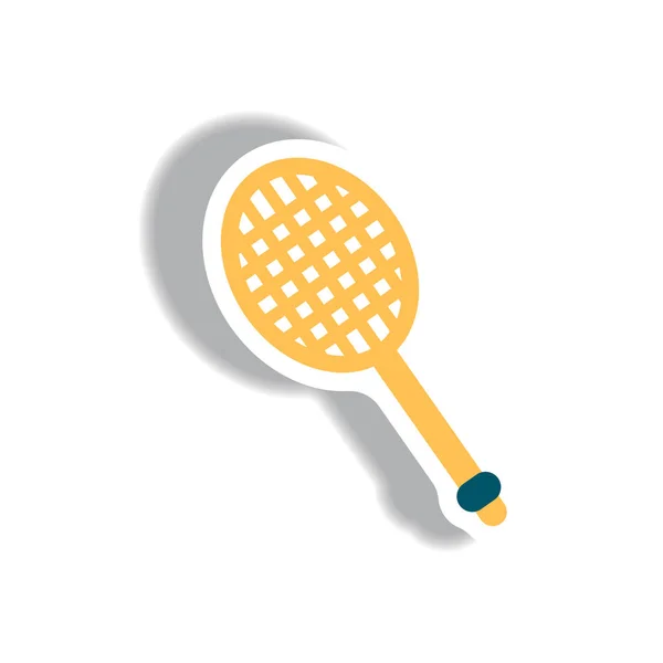 Icône Élégante Papier Autocollant Style Raquette Tennis — Image vectorielle
