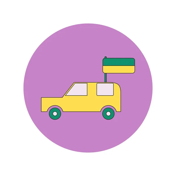 Ilustracja Wektorowa Ukraińskiej Niepodległości Płaski Samochód Trzyma Flagę Ukrainy — Wektor stockowy