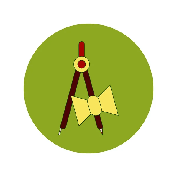 Skolan Platt Kompassymbolen Grön Cirkel — Stock vektor
