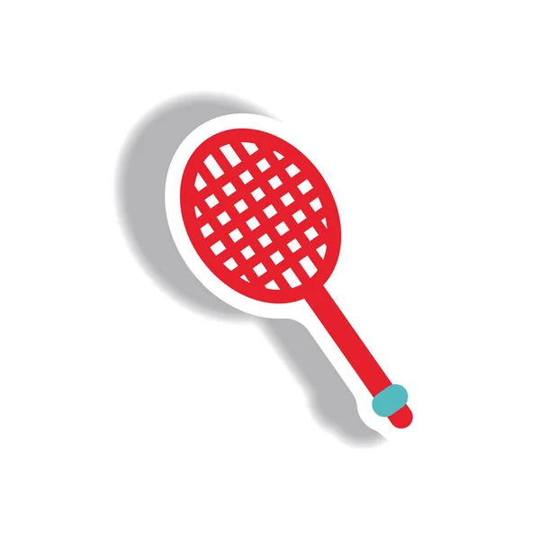 Kağıt Etiket Stili Tenis Raketi Şık Simgesini — Stok Vektör
