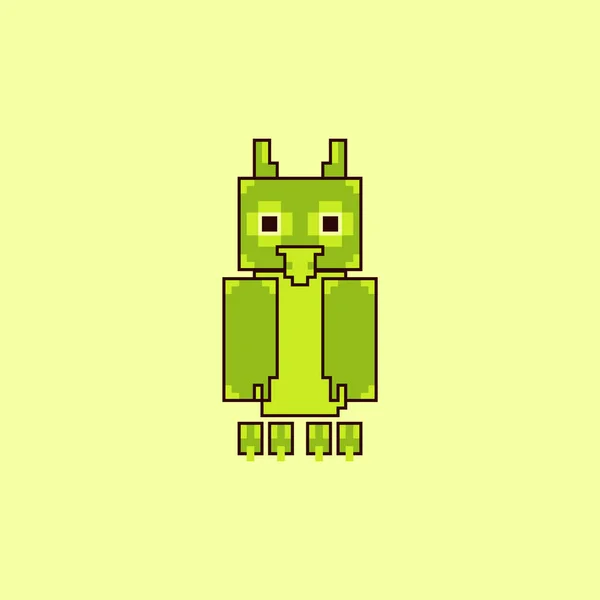 Pixel Pequena Ilustração Vetor Coruja —  Vetores de Stock