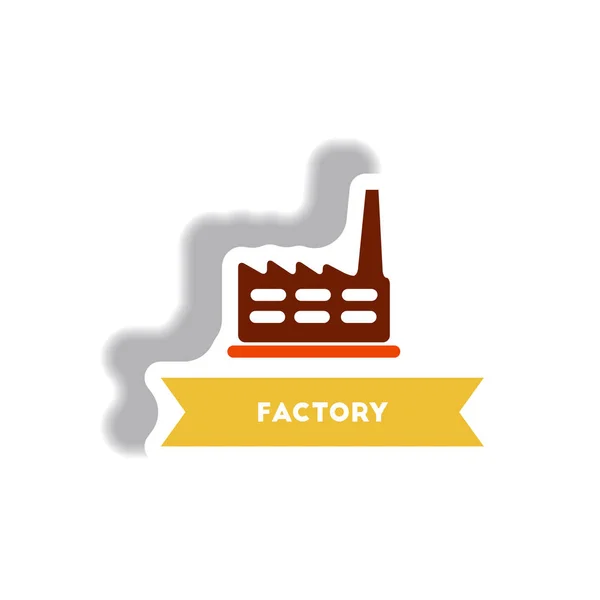 Stylish Icon Paper Sticker Style Building Factory — Stock Vector