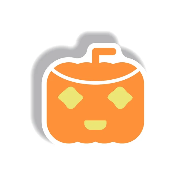 Vector Illustration Paper Sticker Halloween Icon Pumpkin — Stock Vector