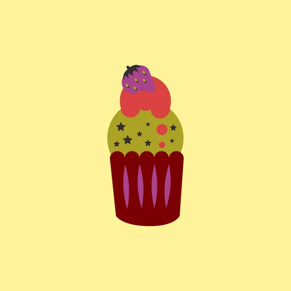 Aardbei botterroom glazuur Cupcake — Stockvector