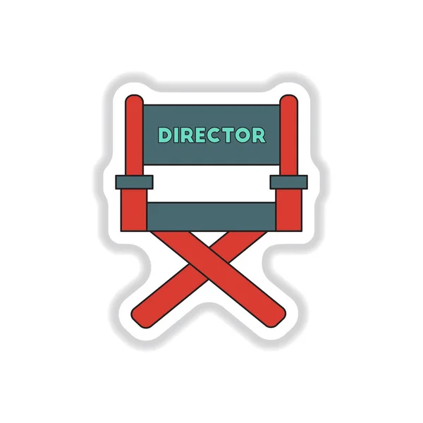 Ilustración Vectorial Papel Estilo Etiqueta Silla Director Cine — Vector de stock