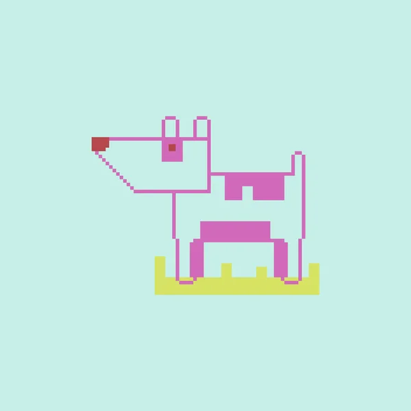 Pixel Art Dog Vector Illustration — Stock Vector