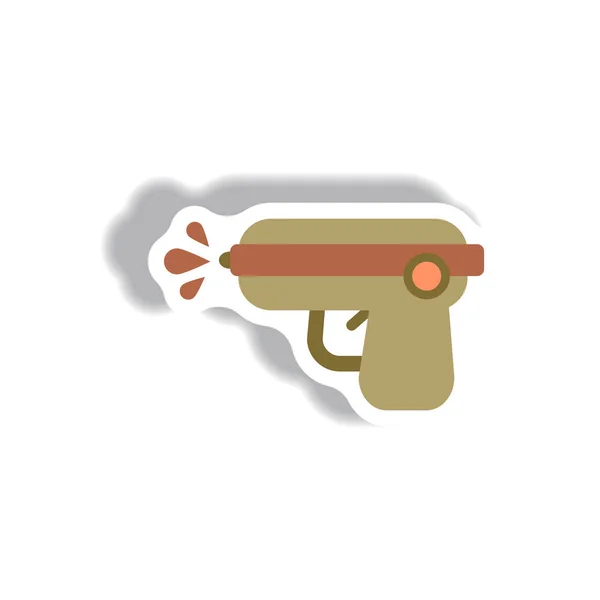 Stylish Icon Paper Sticker Style Water Gun — Stock Vector