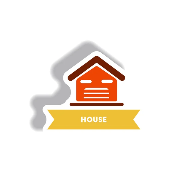 Stylish Icon Paper Sticker Style Building House — Stock Vector