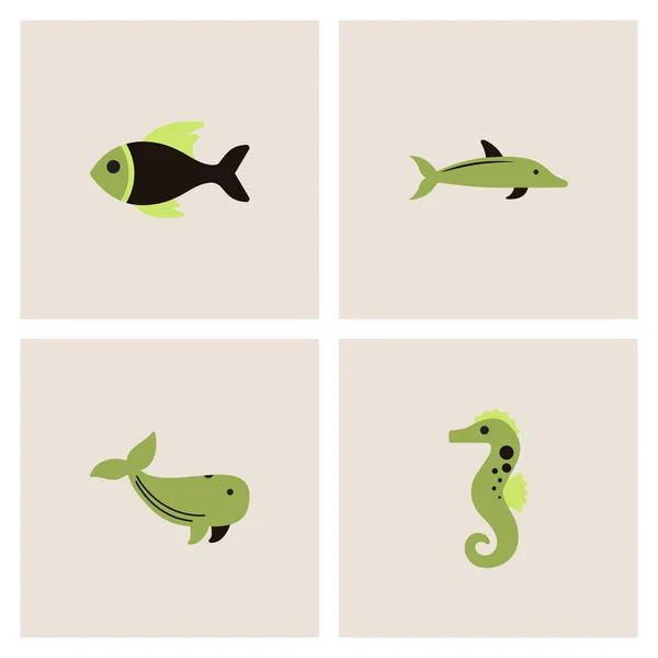 Colección Animales Marinos Vector Stock — Vector de stock