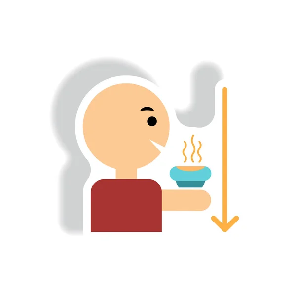 stylish icon in paper sticker style man drinking hot