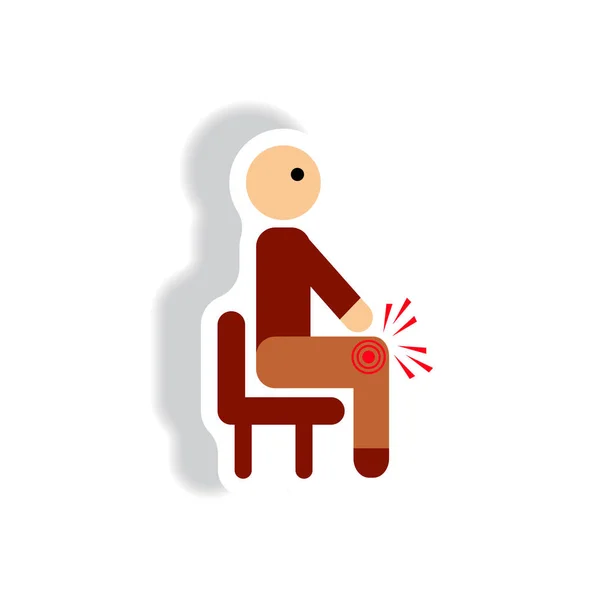 stylish icon in paper sticker style man knee pain