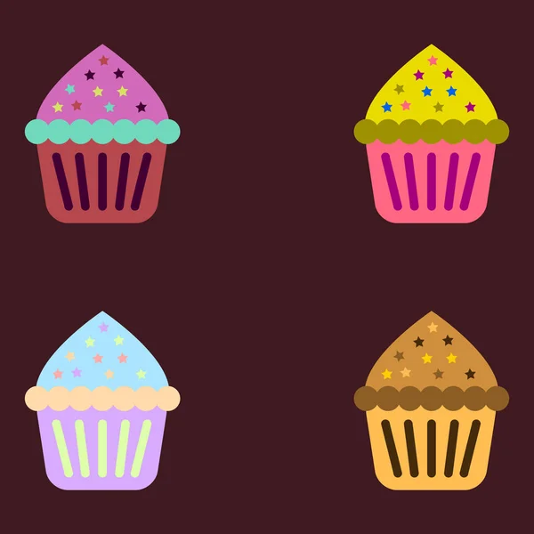 Set of delicious cupcakes — Stock Vector