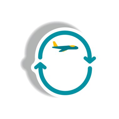 Kağıt etiket stili uçak okları Planet içinde şık simge