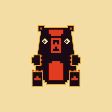 Vektör piksel sanat illüstrasyon oyuncak ayı