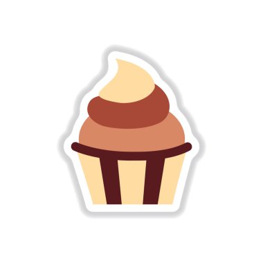 Vektör çizim kağıt etiket tarzı Cupcake