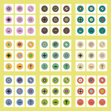 Renkli Daireler şık vektör simgeler koleksiyonu spor top ve Ödülleri