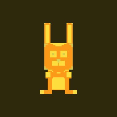 Pixelated Bunny 8 Pixel Art - izole vektör çizim ısırdı.