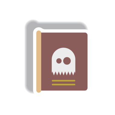 Çizim kağıt etiket Cadılar Bayramı simgesi gizemli hayalet kitap vektör