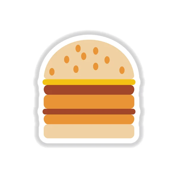 Double Cheeseburger Hamburger Icon Burger Vector Sticker — Stock Vector