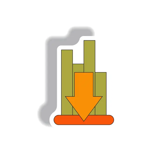 Ilustração Vetorial Estilo Papel Adesivo Design Infográfico Gráfico Colunas Com — Vetor de Stock