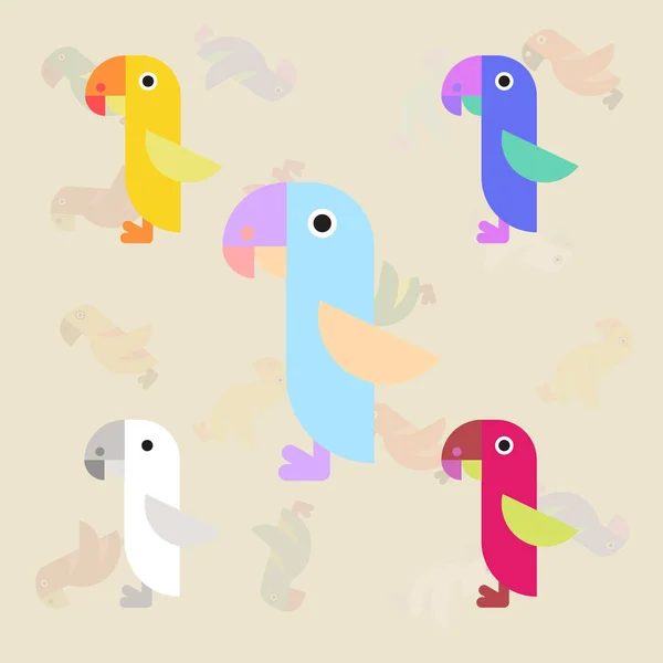 Perroquets Set Illustration Vectorielle — Image vectorielle