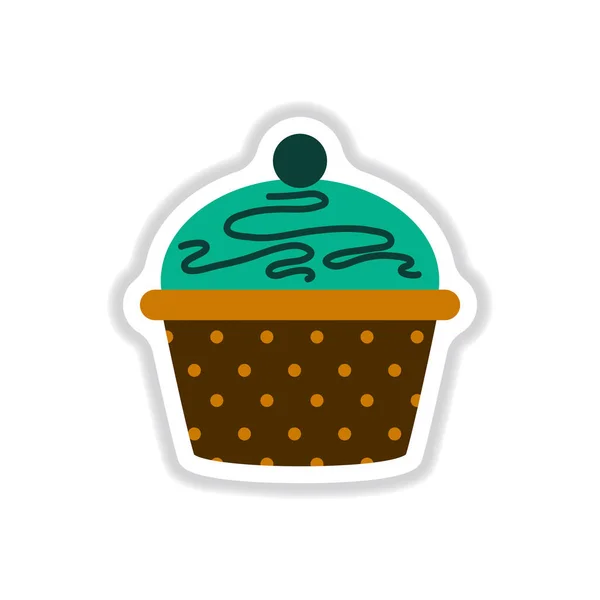 Vector Illustratie Papieren Sticker Stijl Upcake — Stockvector