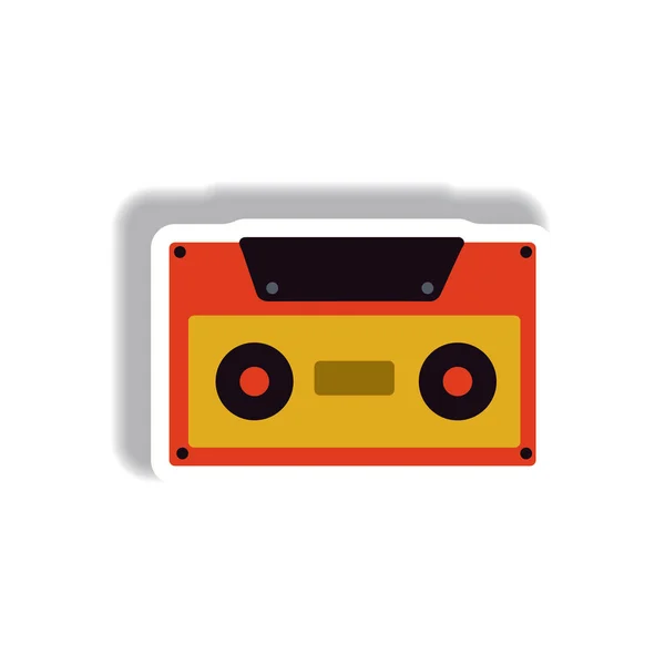 Ilustración Vectorial Cassette Música Retro Estilo Pegatina Papel — Archivo Imágenes Vectoriales