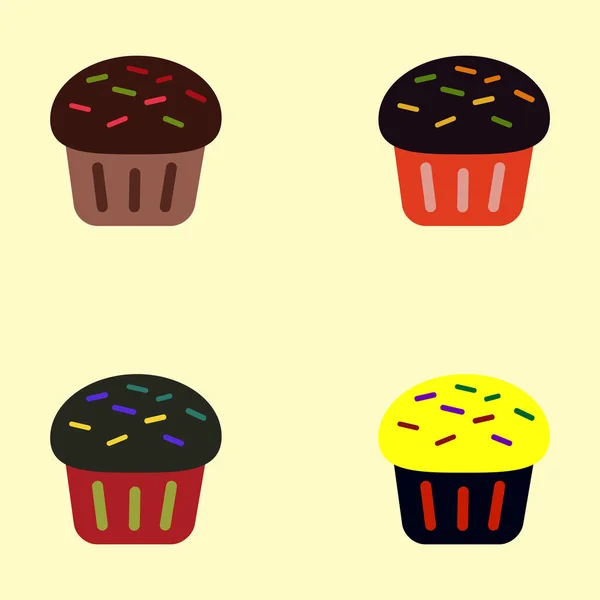 Conjunto de deliciosos cupcakes —  Vetores de Stock