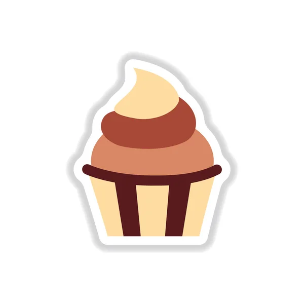 Ilustracja Wektorowa Stylu Naklejki Papier Cupcake — Wektor stockowy