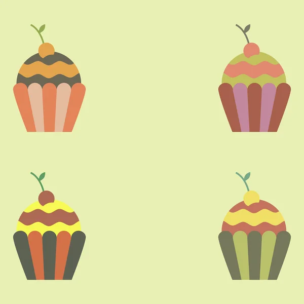 Σύνολο νόστιμο cupcakes — Διανυσματικό Αρχείο